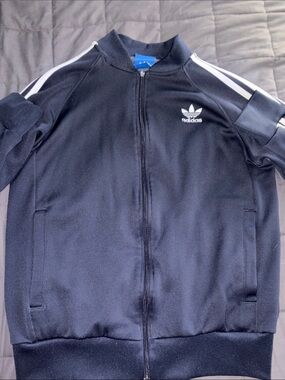 adidas Kids Navy/White Three-Stripe Track Jacket